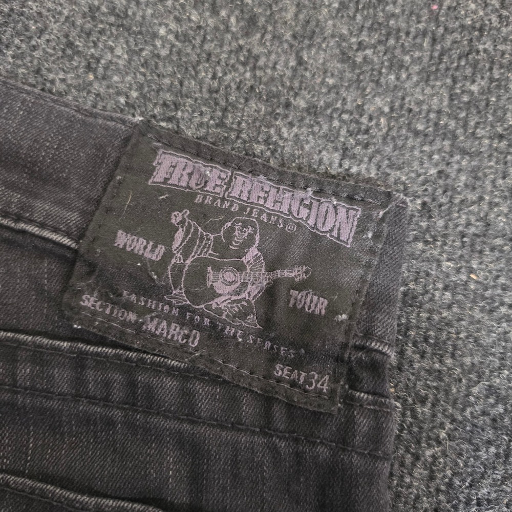 True Religion Section Marco Black Straight Leg Jeans Mens 36 Made in USA